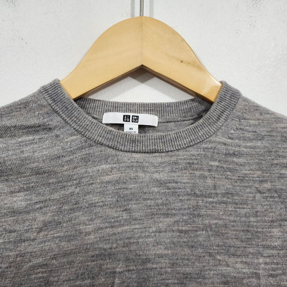 UNIQLO  Pure Wool Merino Crew Neck Sweater Space-dye Gray Womens Size XS - Picture 9 of 14